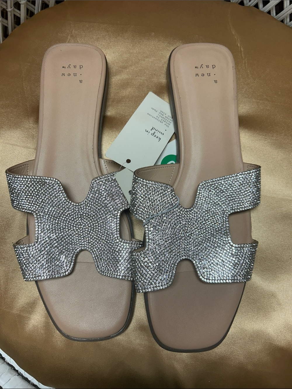 a new day Silver Rhinestone Slide Mules